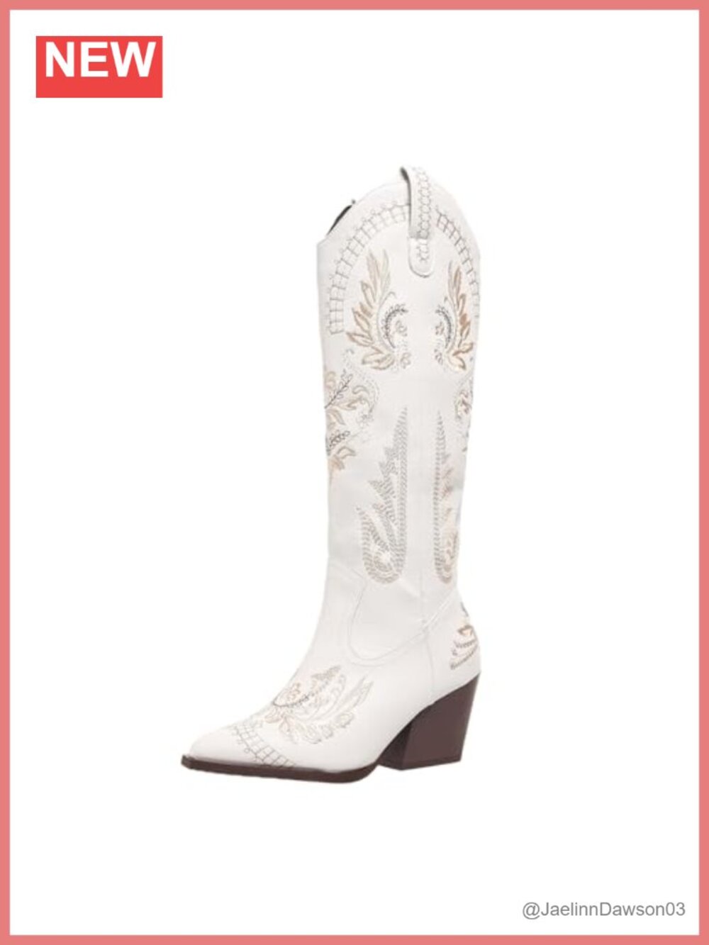 Women's Western Pointed Toe Chunky Heel Faux Leather Pull On Knee High Cowboy